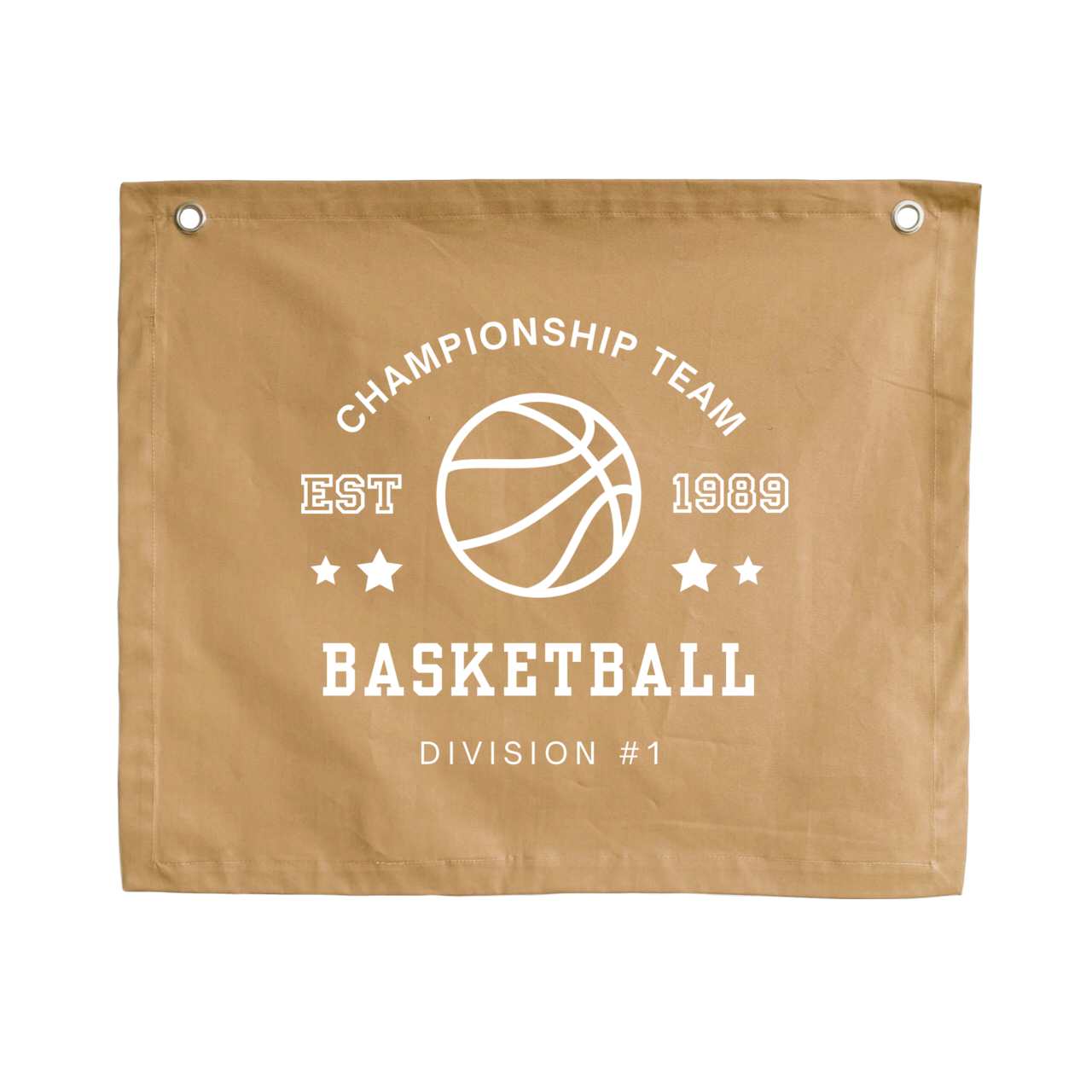 Neutral tan Basketball wall banner. Brown tones Vintage sports bedroom decor. College sports nursery sign. Court side inspired playroom styling. Tan Basket ball wall hanging. Kids rental friendly decor. Neutral Boys bedroom decor. Sports themed kids room. Brown Playroom wall banner. Kids bedroom inspo. Kids room ideas. Neutral Vintage kids decor. Tan boys bedroom decor. 