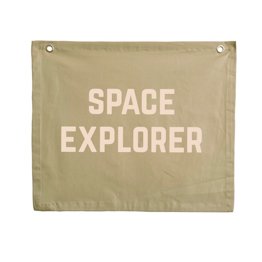 Space explorer wall banner. Outta space bedroom decor. Astronaut nursery sign. Galaxy inspired playroom styling. Planet kids wall hanging. Kids rental friendly decor. Space themed kids bedroom. Boys bedroom decor. Playroom wall banner. Kids bedroom inspo. Kids playroom ideas.