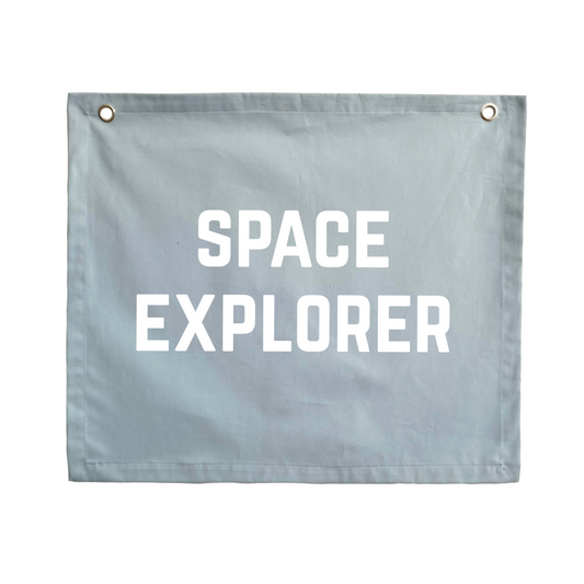 Space explorer wall banner. Outta space bedroom decor. Astronaut nursery sign. Galaxy inspired playroom styling. Planet kids wall hanging. Kids rental friendly decor. Space themed kids bedroom. Boys bedroom decor. Playroom wall banner. Kids bedroom inspo. Kids playroom ideas.