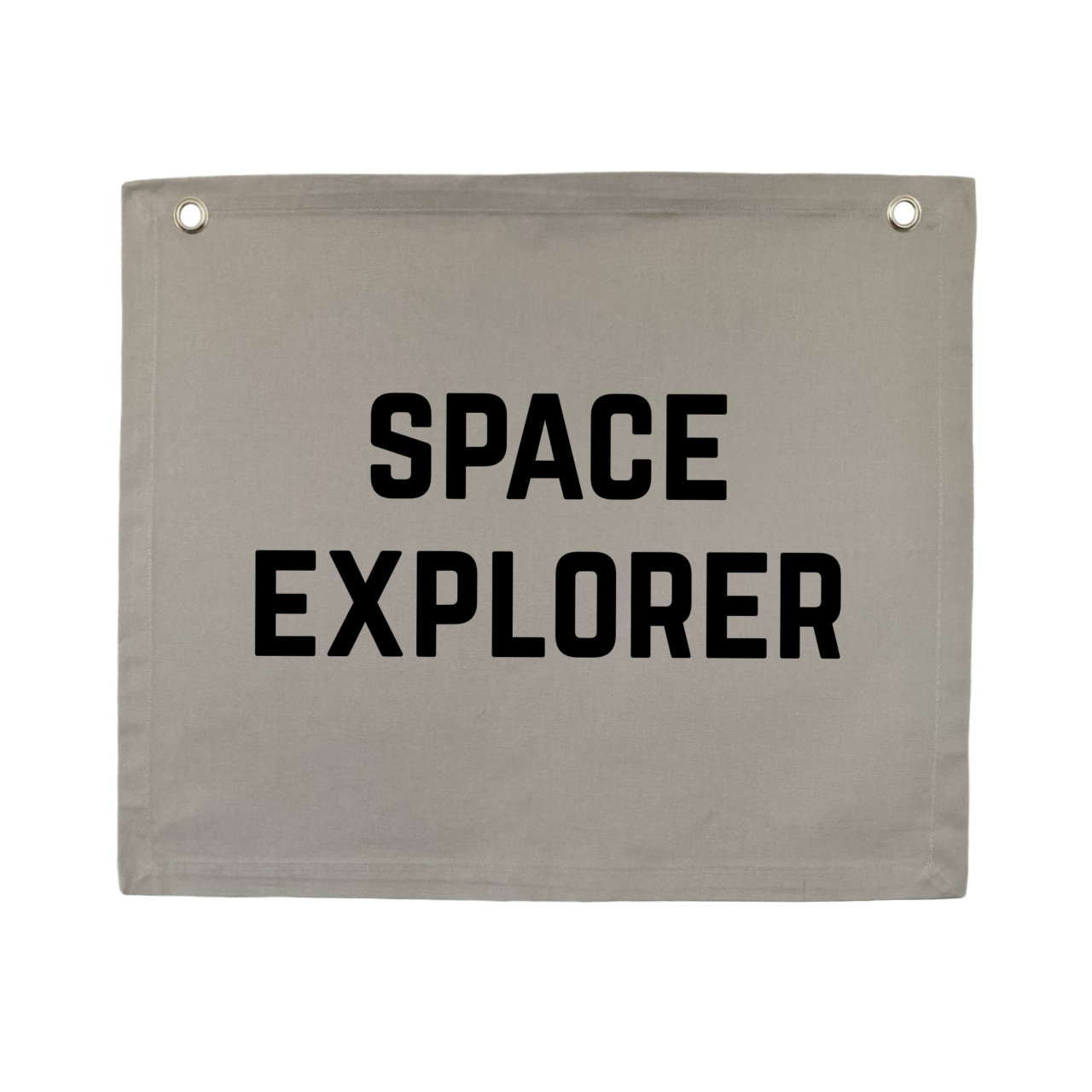 Grey Space explorer wall banner. Outta space bedroom decor. Astronaut nursery sign. Galaxy inspired playroom styling. Planet kids wall hanging. Kids rental friendly decor. Space themed kids bedroom. Boys bedroom decor. Playroom wall banner. Kids bedroom inspo. Kids playroom ideas. Grey boys bedroom decor.