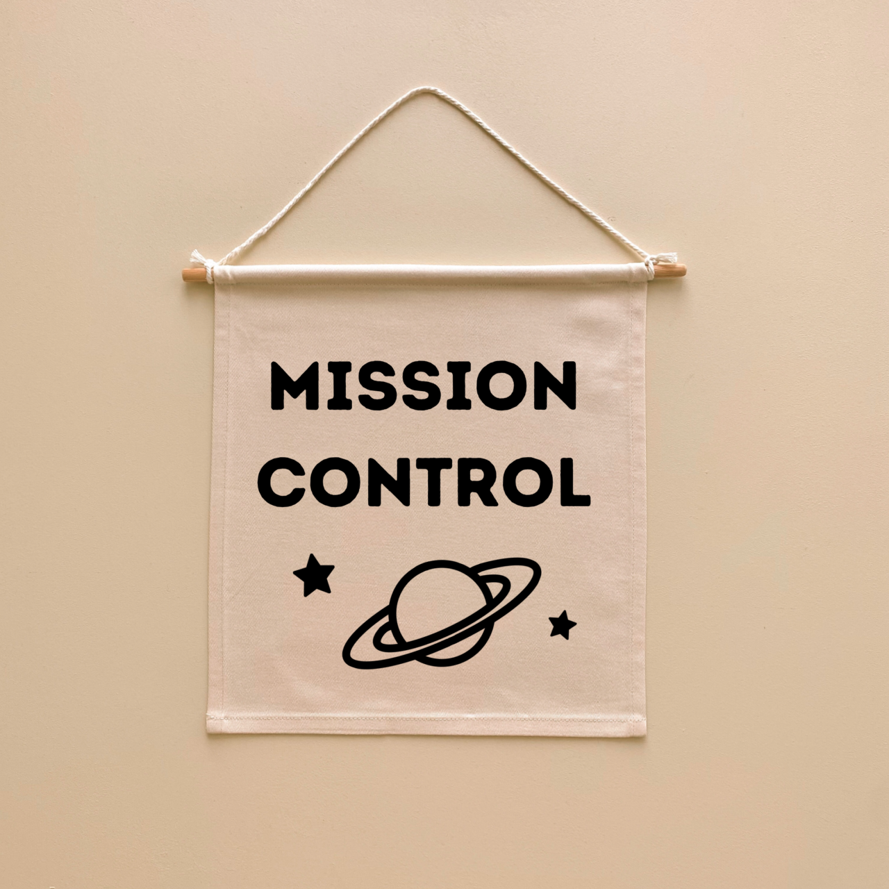 Space Mission Control wall banner. Outta space bedroom decor. Astronaut nursery sign. Galaxy inspired playroom styling. Planet kids wall hanging. Kids rental friendly decor. Space themed kids bedroom. Boys bedroom decor. Playroom wall banner. Kids bedroom inspo. Kids playroom ideas.
