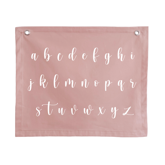Script alphabet girls wall banner / ABC wall hanging ~ Petal pink