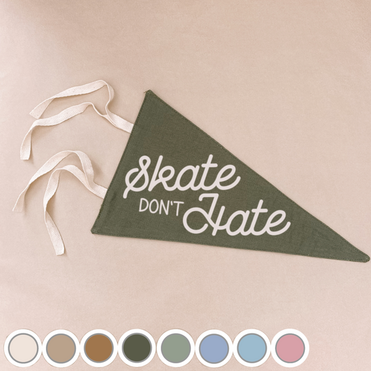 Skate don’t hate tie up pennant flag | Boys wall hanging