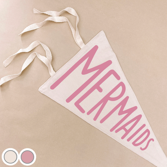 Mermaids tie up pennant flag | girls wall hanging