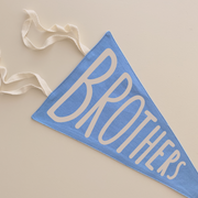 Brothers bedroom styling. Brothers bedroom wall decor. Brothers bedroom wall banner. Brothers wall banner. Brothers bedroom inspo. Brothers bedroom decor ideas. Shared boys bedroom decor. Brothers flag. Shared boys room inspo. Brothers pennant flag.