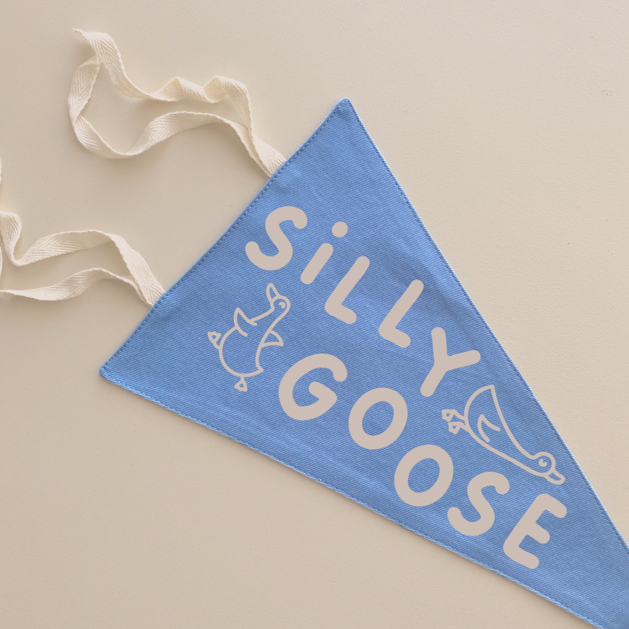 Silly goose nursery pennant flag. Silly goose wall flag. Silly goose bedroom wall banner. Silly goose playroom flag banner. Kids playroom wall flag. Nursery styling. Toddler bedroom inspo. Toddler bedroom decor ideas. Silly goose nursery decor. 