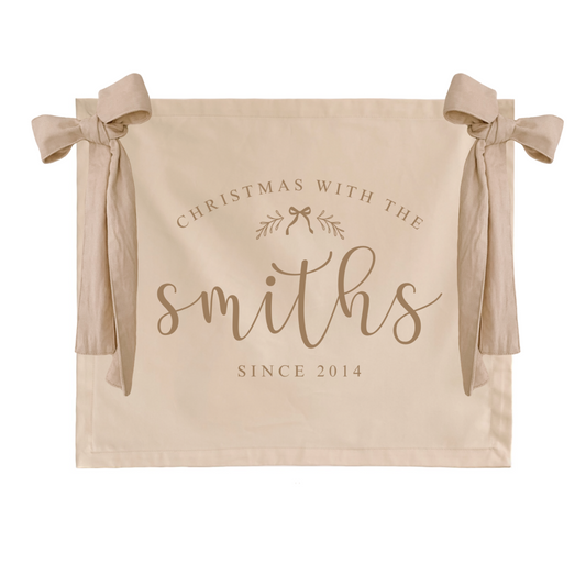 Christmas with personalised family wall banner ~ Warm sand