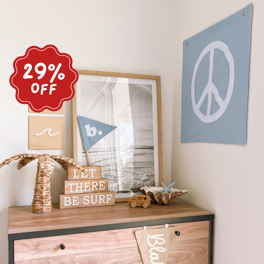 Large peace sign kids wall banner / wall hanging ~ Bay