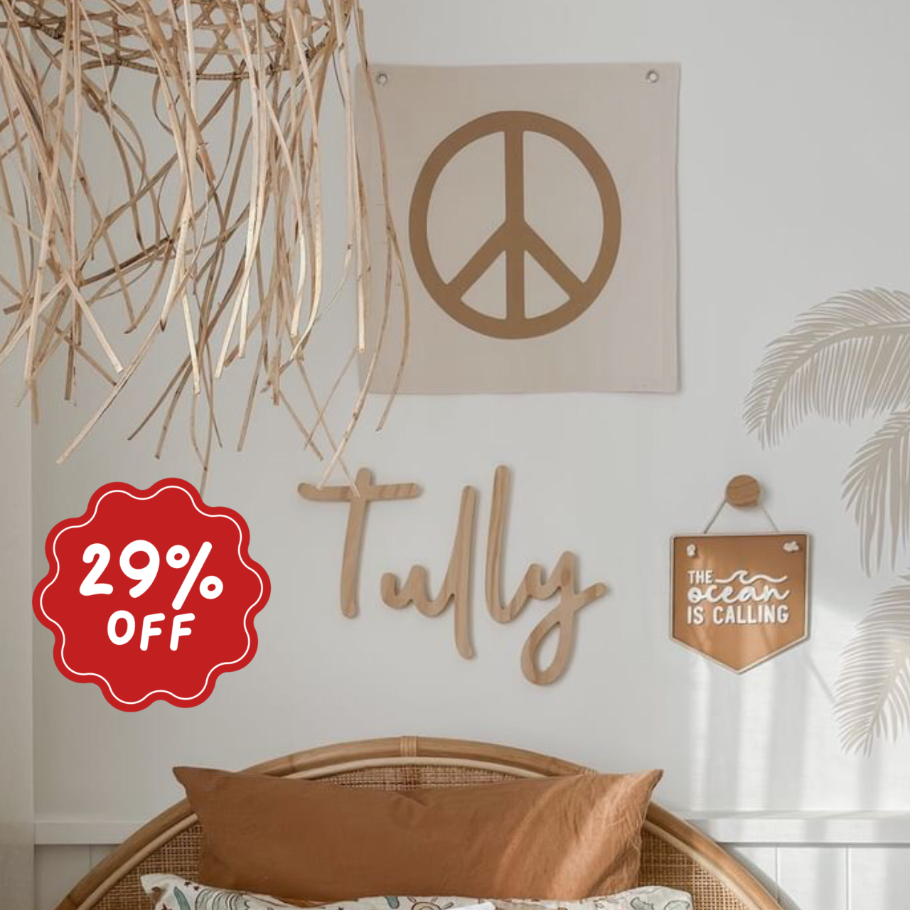 Peace large wall banner ~ Warm sand ~ Imperfect