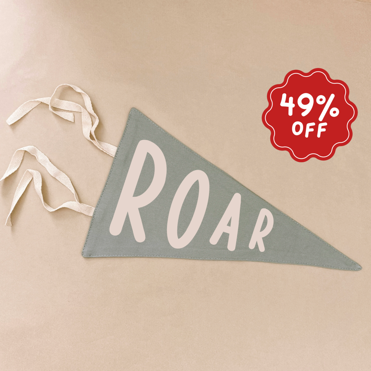 Roar tie up pennant flag ~ Pistachio  ~ Imperfect