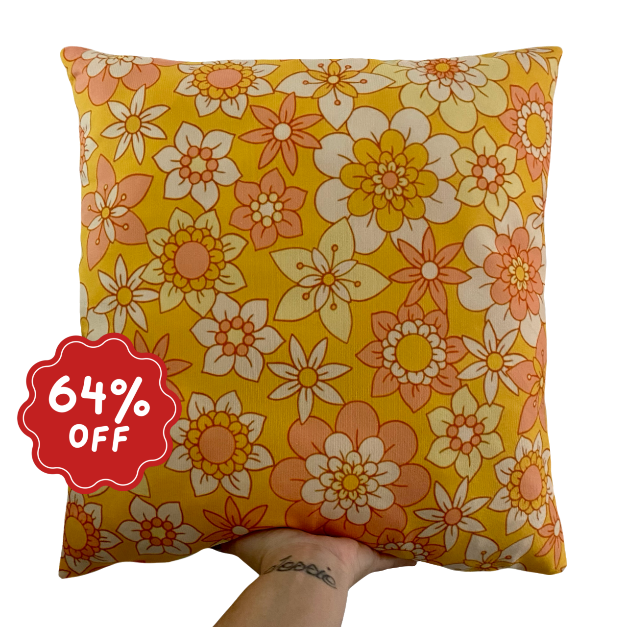 Retro blooms cushion slip  ~ Sample