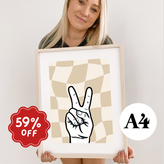 Peace fingers wall print ~ Oat ~ Card stock Imperfect