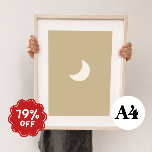 Crescent moon wall print ~ Wheat ~ Card stock Imperfect