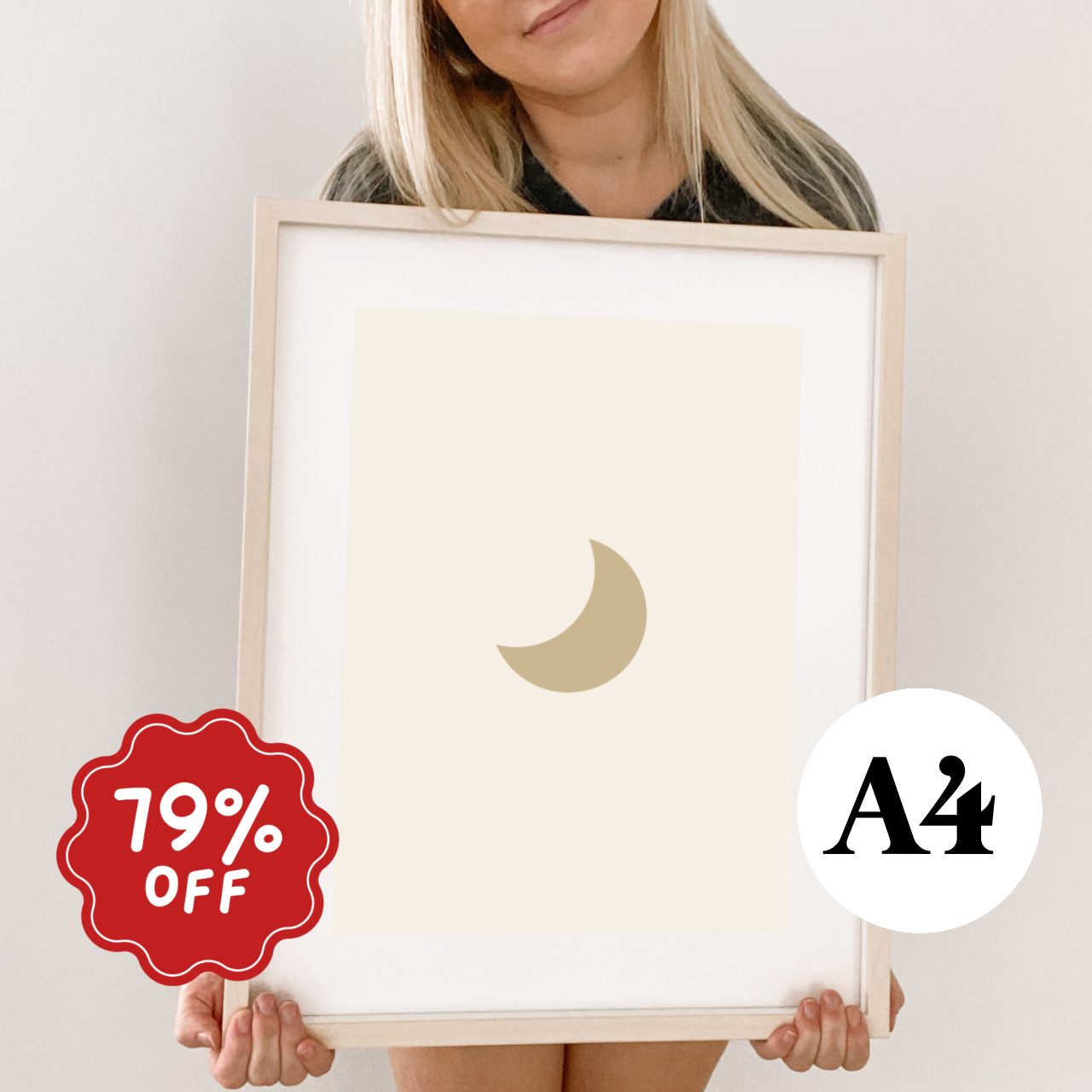 Crescent moon wall print ~ Wheat ~ Card stock Imperfect