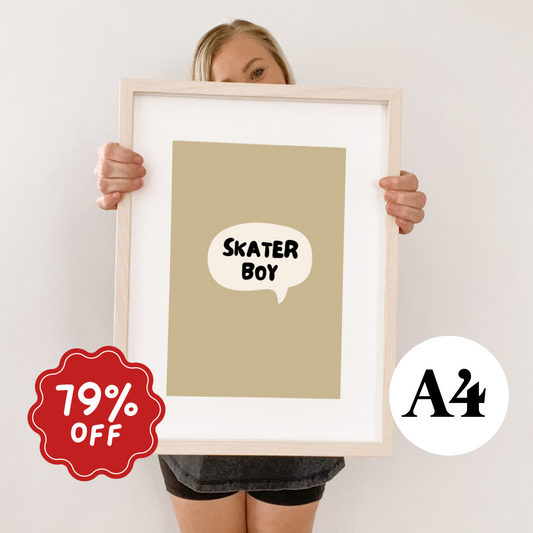Skater boy wall print ~ wheat ~ Card stock ~ Imperfect