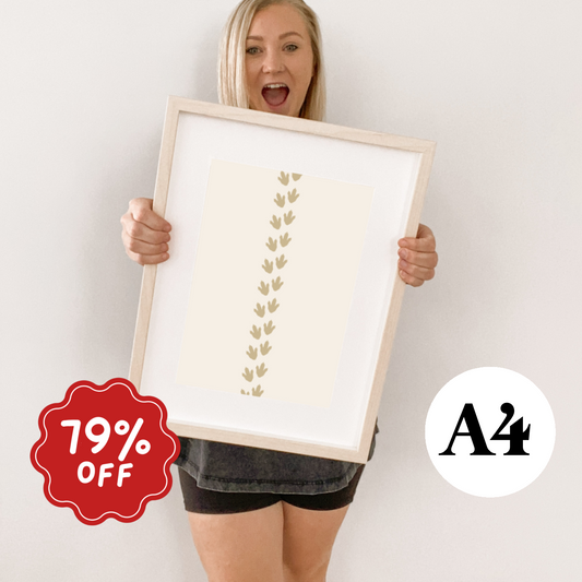 Dino tracks wall print ~ Wheat ~ Card stock Imperfect