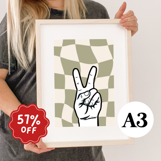 Check peace wall print ~ Moss ~ Imperfect ~ A3