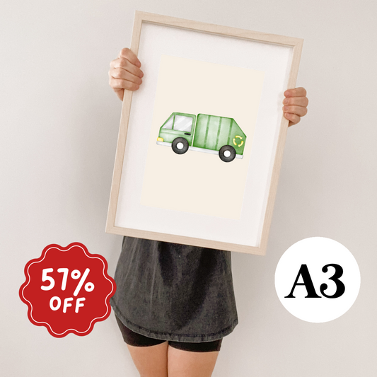 Recycling truck wall print ~ Imperfect ~ A3