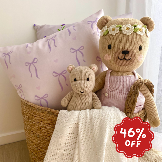 Bows cushion slip | girls cushion cover ~ lilac purple ~ Sale