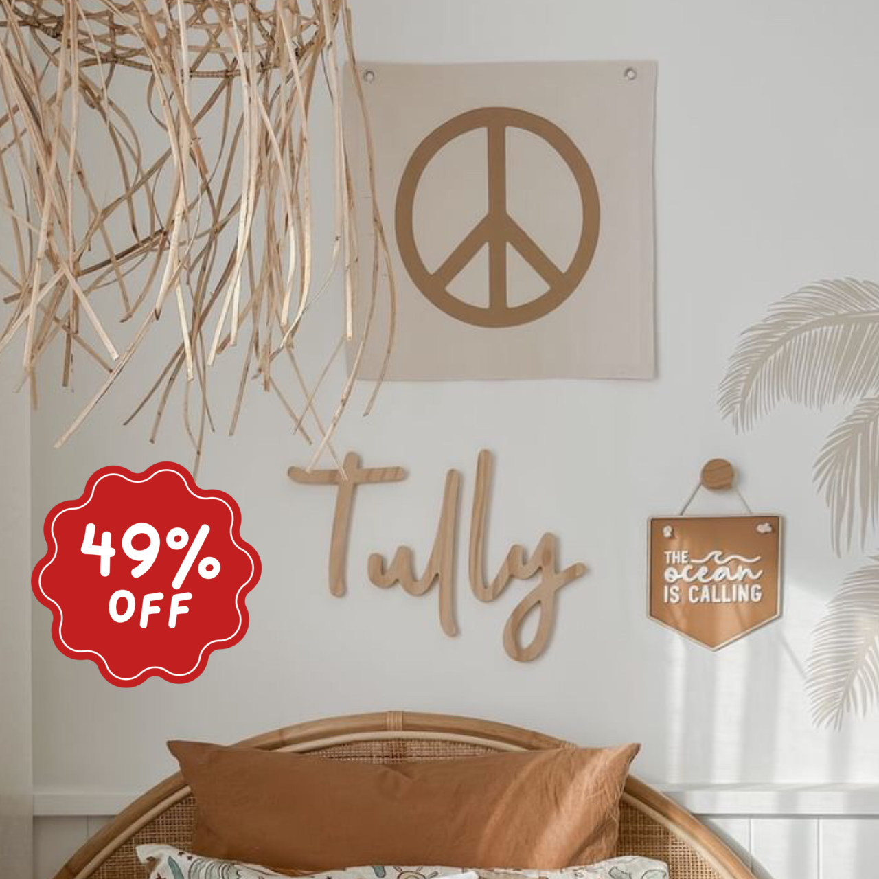 Peace large wall banner ~ Warm sand ~ Imperfect