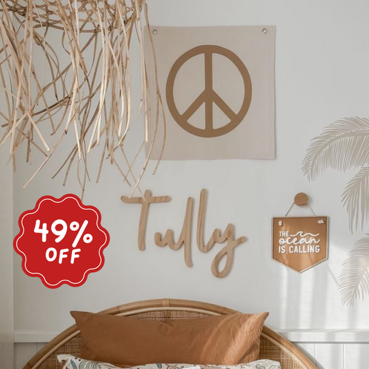 Peace large wall banner ~ Warm sand ~ Imperfect