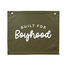Built for boyhood wall banner | classic boys wall hanging ~ Olive green