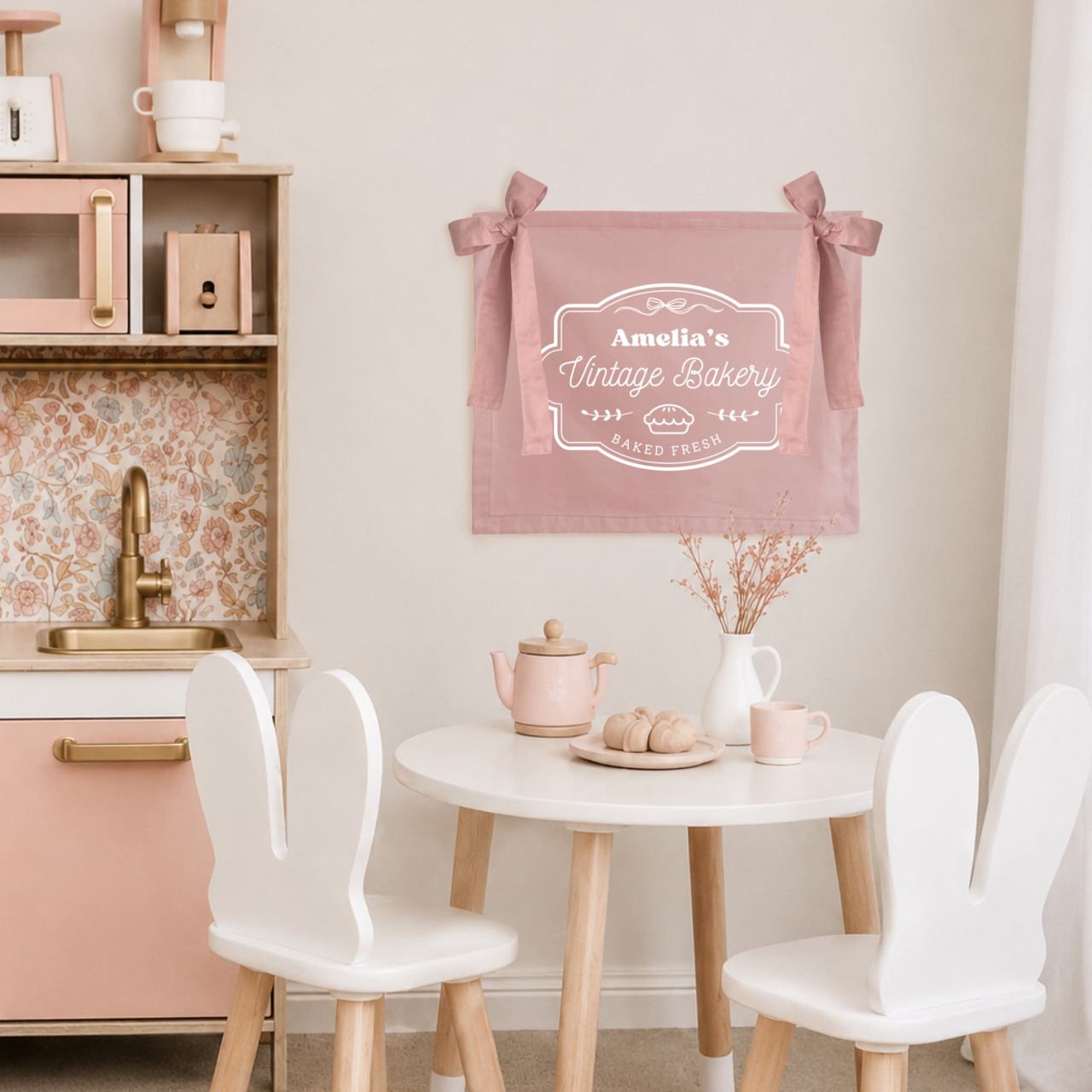Personalised Pink Bakery Banner, Pink Bakery Banner, Vintage Bakery Banner, Girls Bakery Sign, Kids Bakery Sign, Play Cafe Sign, Girls Play Cafe, Play Cafe Decor, Pink Play Cafe Decor, Play Kitchen Decor, Girls Play Kitchen, Pink Play Kitchen Decor, Pretend Play Decor, Imaginative Play Decor, Cubby House Decor, Girls Cubby House Decor, Playroom Decor, Girls Playroom Decor, Pink Playroom Decor, Personalised Kids Decor, Personalised Playroom Decor, Vintage Girls Decor, Pink Kids Decor, Whimsical Girls Decor, 