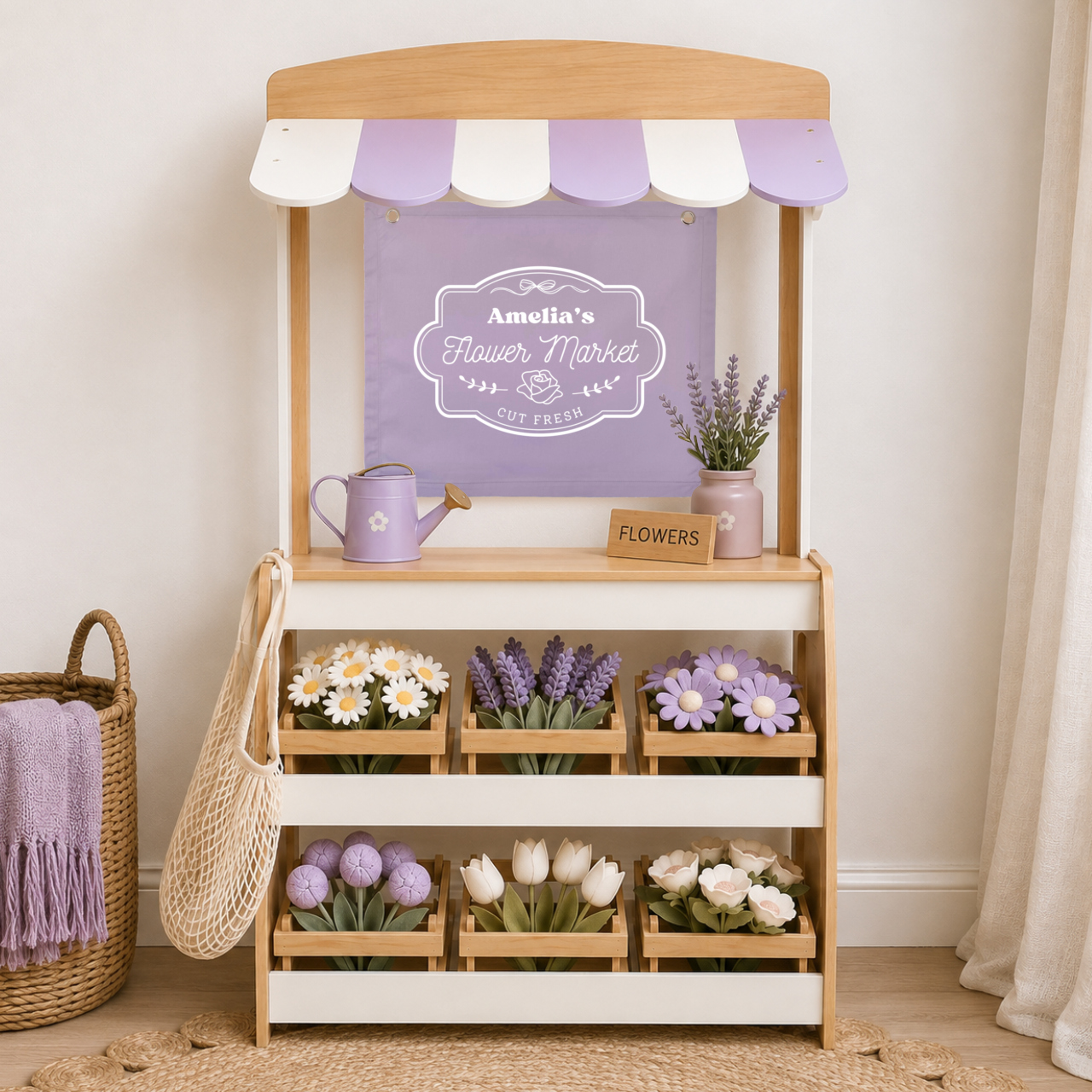 Personalised Purple Flower Market Banner, Purple Flower Market Banner, Personalised Flower Market Banner, Flower Market Banner, Kids Flower Market, Girls Flower Market, Flower Shop Sign, Kids Flower Shop, Pretend Flower Shop, Purple Flower Shop Decor, Play Market Decor, Kids Market Stall Decor, Flower Market Stall, Play Shop Decor, Pretend Play Decor, Imaginative Play Decor, Cubby House Decor, Girls Cubby House Decor, Purple Cubby House Decor, Playroom Decor, Girls Playroom Decor, Purple Playroom Decor, Flo