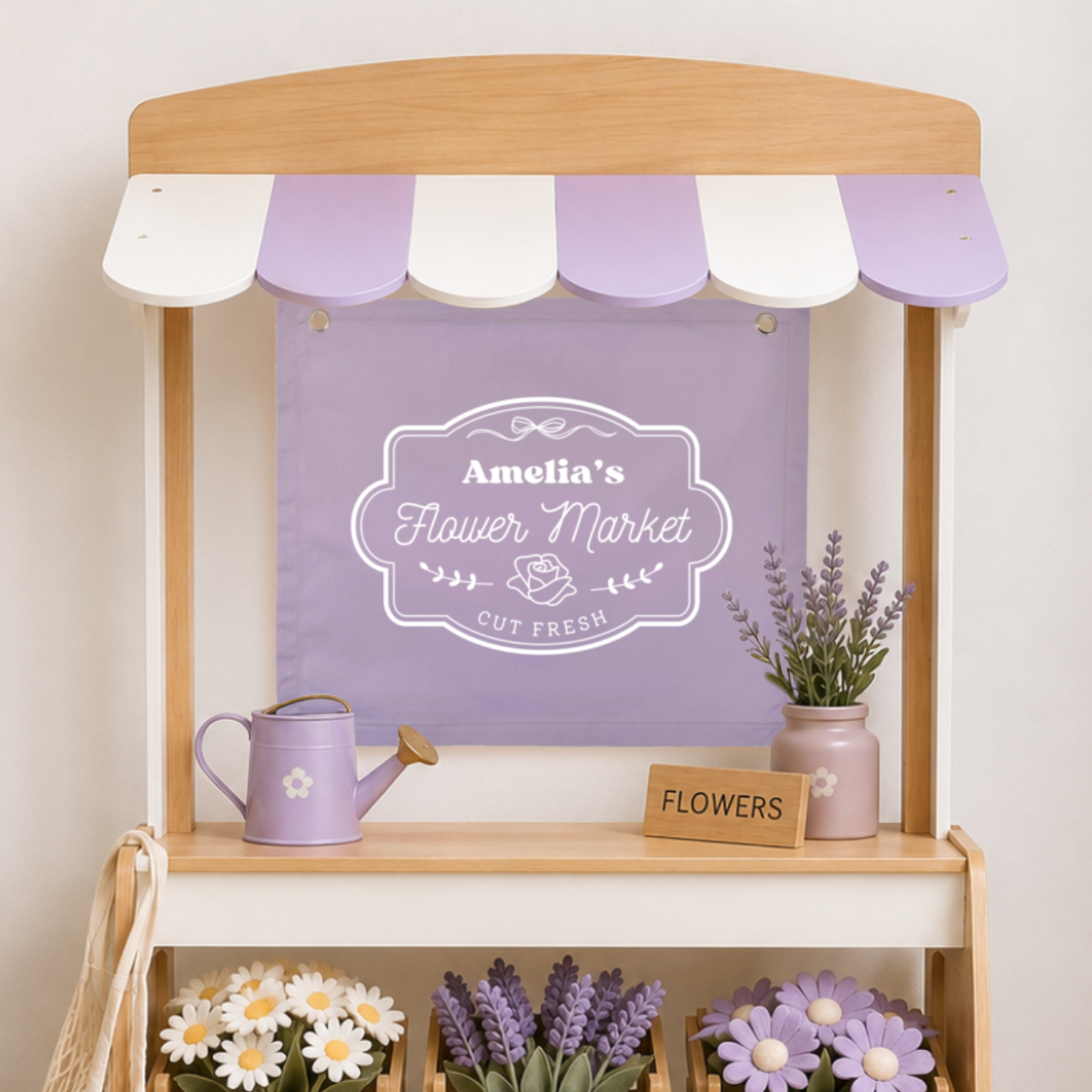 Personalised Purple Flower Market Banner, Purple Flower Market Banner, Personalised Flower Market Banner, Flower Market Banner, Kids Flower Market, Girls Flower Market, Flower Shop Sign, Kids Flower Shop, Pretend Flower Shop, Purple Flower Shop Decor, Play Market Decor, Kids Market Stall Decor, Flower Market Stall, Play Shop Decor, Pretend Play Decor, Imaginative Play Decor, Cubby House Decor, Girls Cubby House Decor, Purple Cubby House Decor, Playroom Decor, Girls Playroom Decor, Purple Playroom Decor, Flo