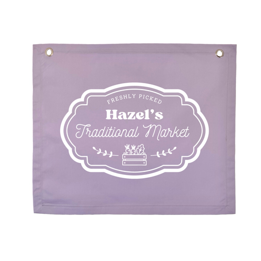 Personalised Purple Market Banner, Purple Market Banner, Personalised Traditional Market Banner, Traditional Market Banner, Kids Market Banner, Kids Farmers Market, Farmers Market Decor, Purple Farmers Market, Kids Market Stall, Kids Market Stall Decor, Purple Market Stall Decor, Fruit and Veg Market, Kids Fruit and Veg Shop, Pretend Fruit Shop, Pretend Market Stall, Kids Shop Sign, Play Shop Decor, Pretend Play Decor, Imaginative Play Decor, Girls Playroom Decor, Purple Playroom Decor, Playroom Decor, Girl