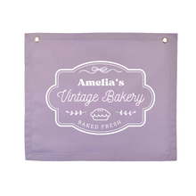 Personalised vintage bakery wall banner | kids play cafe wall hanging  ~ Lavender purple
