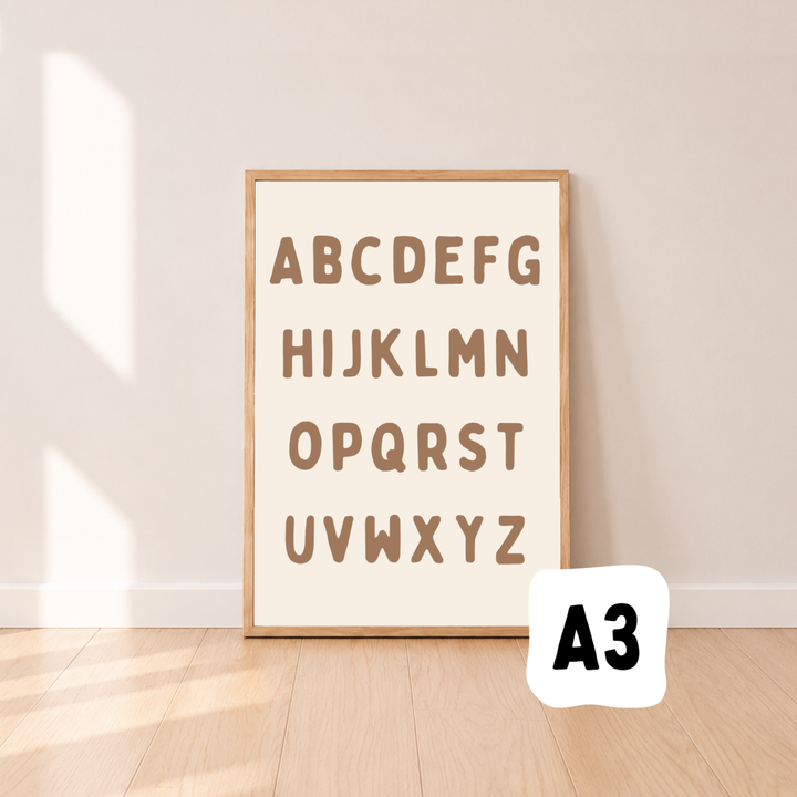 Alphabet Print, Alphabet Wall Print, ABC Wall Art, ABC Poster, Educational Wall Art, Kids Learning Print, Alphabet Poster, Preschool Alphabet Print, Educational Kids Decor, Playroom Wall Art, Playroom Print, Homeschool Decor, Classroom Alphabet Poster, Nursery Wall Art, Kids Bedroom Print, Neutral Kids Decor, Neutral Playroom Decor, Beige Wall Print, Brown Kids Decor, Minimalist Kids Print, Modern Nursery Decor, Gender Neutral Kids Decor, Learning Letters Print