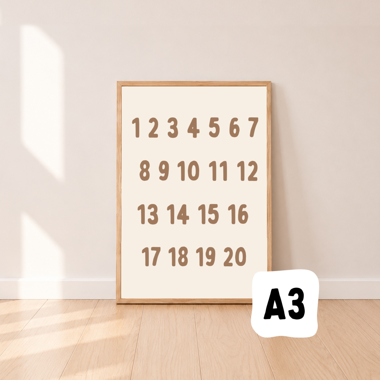 Numbers Print, Number Wall Print, Numbers 1 to 20, Educational Wall Art, Kids Learning Print, Counting Poster, Preschool Number Print, Numbers Poster, Educational Kids Decor, Playroom Wall Art, Playroom Print, Homeschool Decor, Classroom Number Poster, Nursery Wall Art, Kids Bedroom Print, Neutral Kids Decor, Neutral Playroom Decor, Beige Wall Print, Brown Kids Decor, Minimalist Kids Print, Modern Nursery Decor, Gender Neutral Kids Decor, Learning Numbers Print