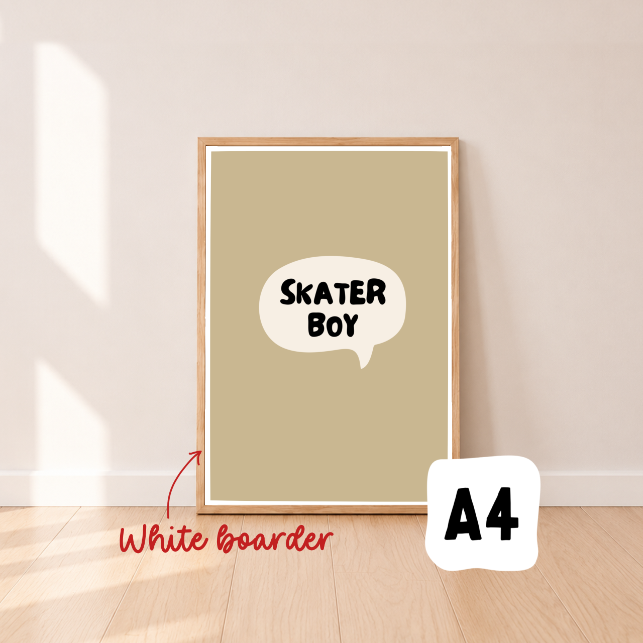 Skater boy wall print ~ wheat ~ Sale
