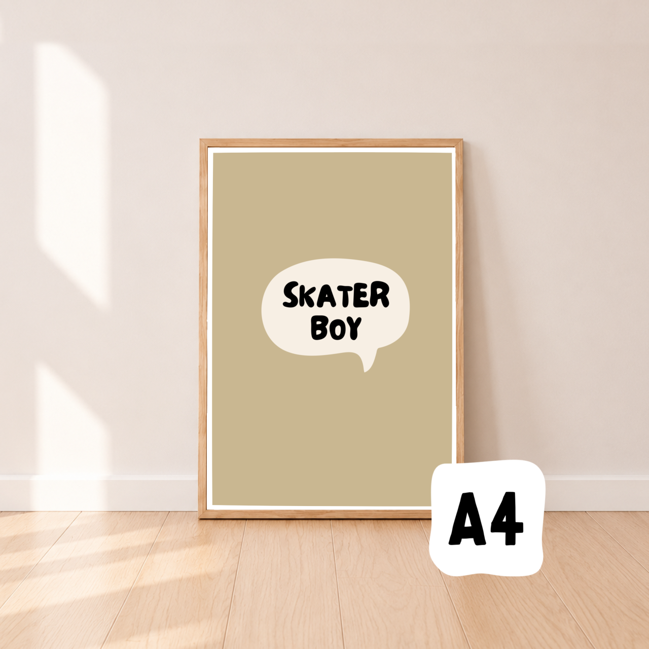 Skater boy wall print ~ wheat ~ Sale