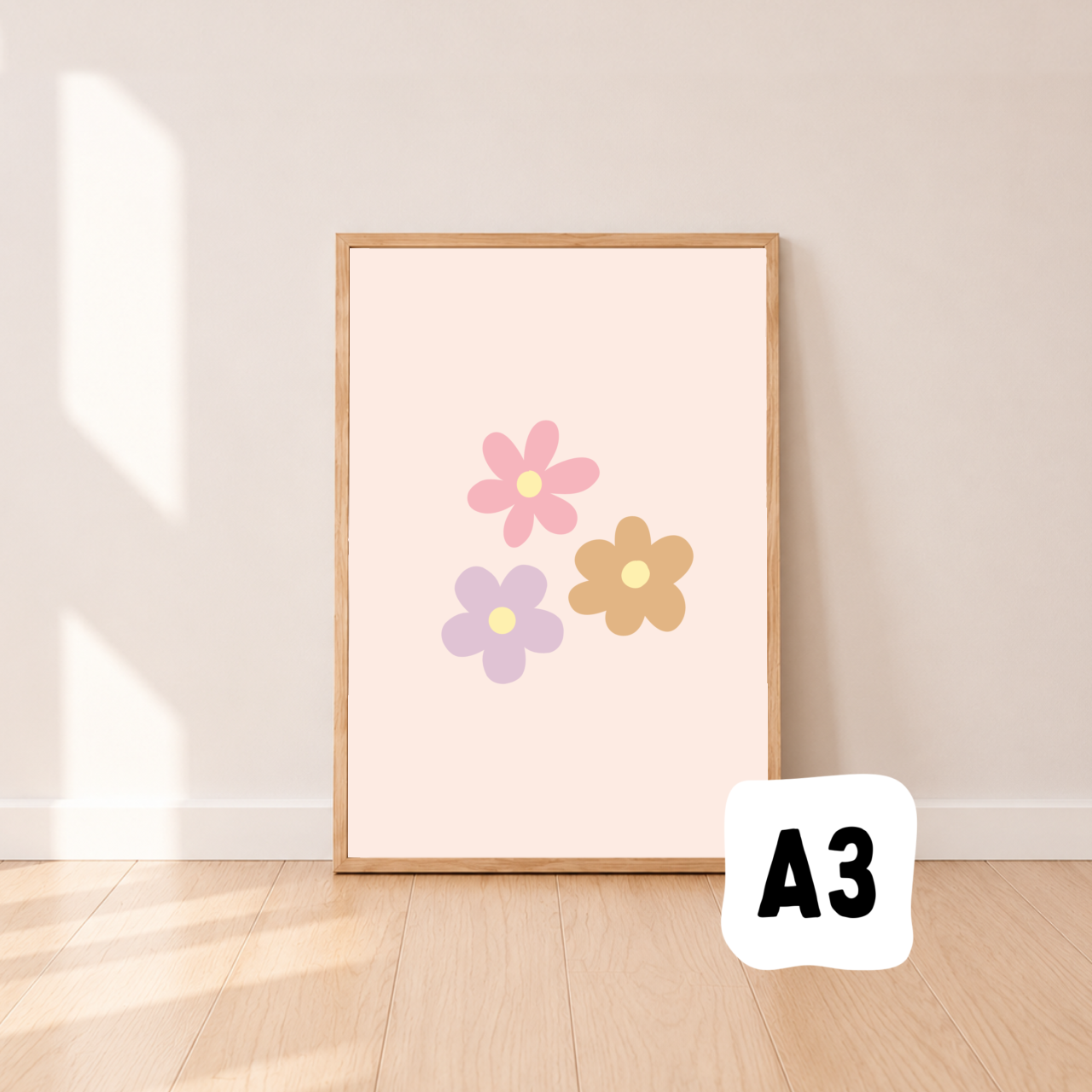 Retro tri flower wall print ~ Sale