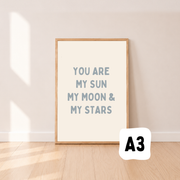 Nursery sun, moon and stars decor. Sun, moon and stars wall print. Simple sun and moon art. Toddler wall decor. Gender neutral nursery decor. Dreamy nursery decor. Toddler wall prints. Calming nursery wall print. Boys nursery wall print. Baby boy decor. Girls nursery decor. Baby girl nursery. 