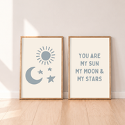 Nursery sun, moon and stars decor. Sun, moon and stars wall print. Simple sun and moon art. Toddler wall decor. Gender neutral nursery decor. Dreamy nursery decor. Toddler wall prints. Calming nursery wall print. Boys nursery wall print. Baby boy decor. Girls nursery decor. Baby girl nursery. 