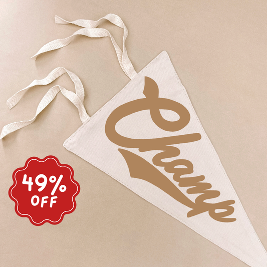 Champ tie up pennant flag ~ Warm sand ~ Imperfect