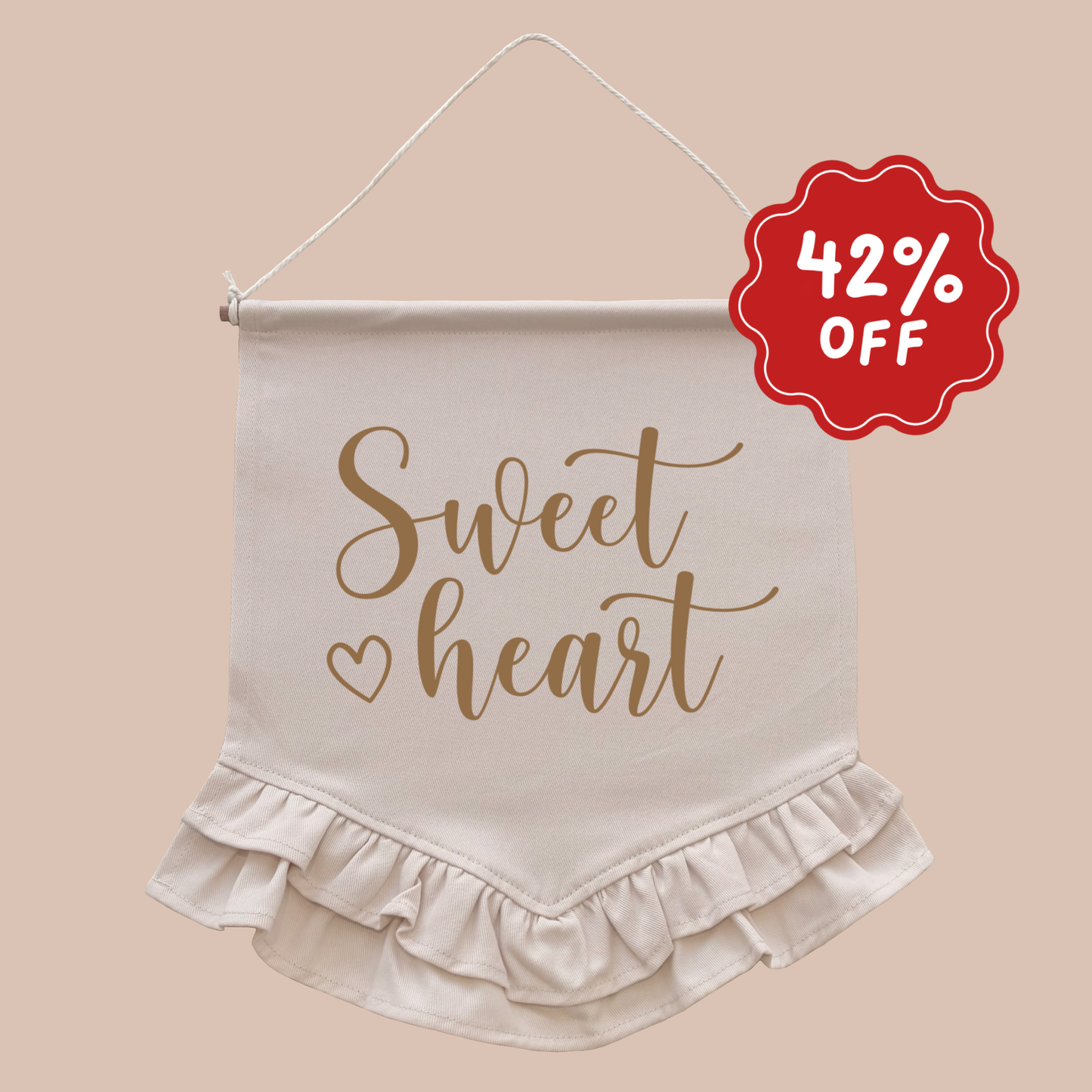 Sweet heart hanging banner ~ Warm sand ~ Imperfect