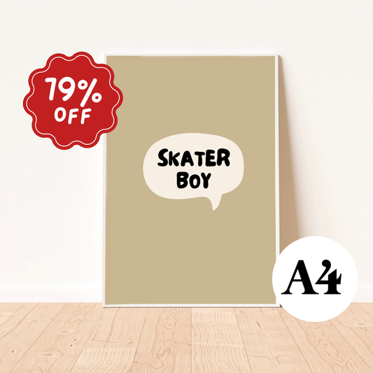 Skater boy wall print ~ wheat ~ Card stock ~ Imperfect