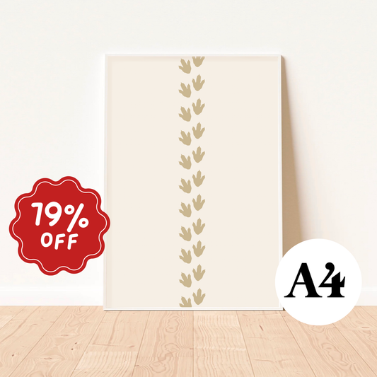 Dino tracks wall print ~ Wheat ~ Card stock Imperfect