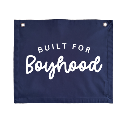 Built for boyhood kids wall banner ~ Navy blue ~ Sale