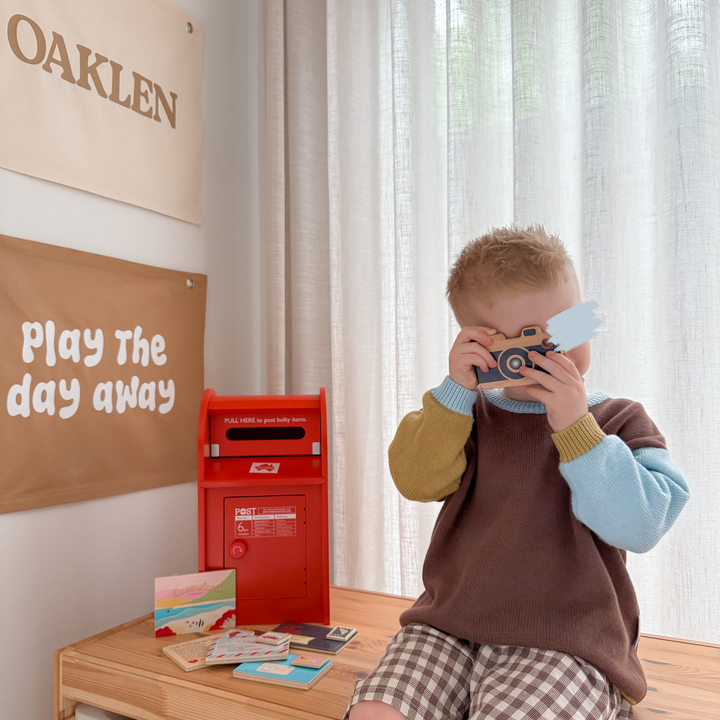 Play the day away kids wall banner | playroom wall hanging ~ Camel