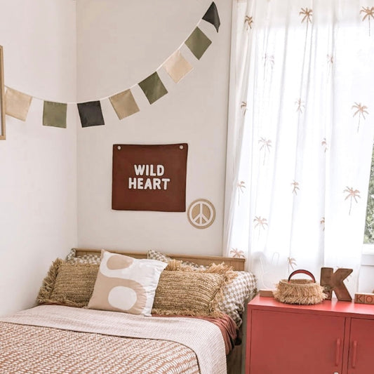 Wild heart kids wall banner / wall hanging ~ Rust