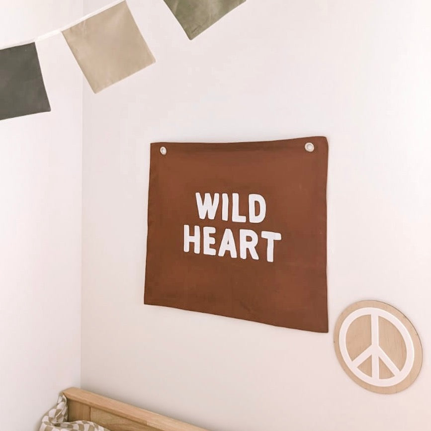 Wild heart kids wall banner / wall hanging ~ Rust