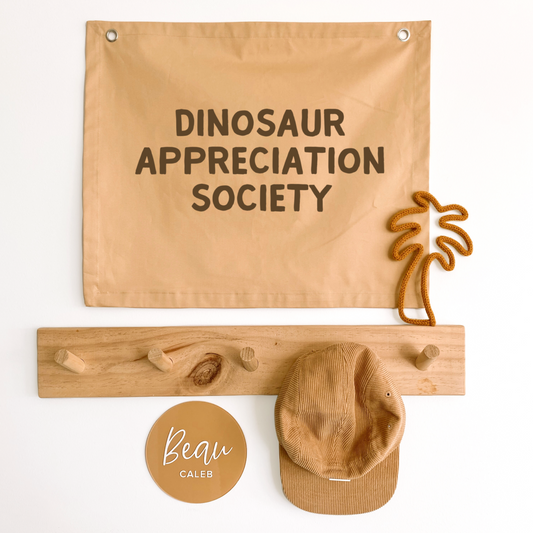 Dinosaur appreciation society wall banner ~ Honey