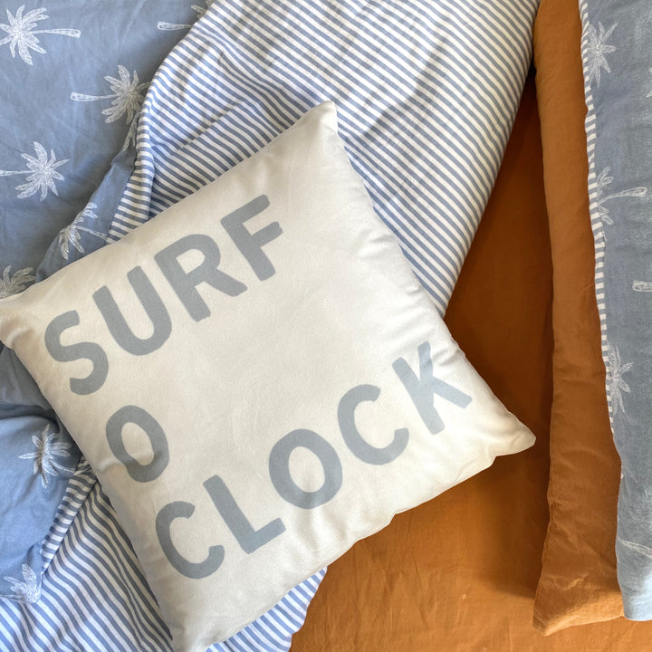 Surf boys bedroom cushion slip. Surf cushion cover. Boys surf themed cushion. Velour boys cushion cover. Coastal boys cushion. Coastal boys pillow. Coastal cushion cover. Beach boys bedding. Beach theme boys cushion. Beach cushion cover. Boys coastal bedroom decor. Boys beach throw cushion. Boys surf throw pillow. surf o clock cushion.