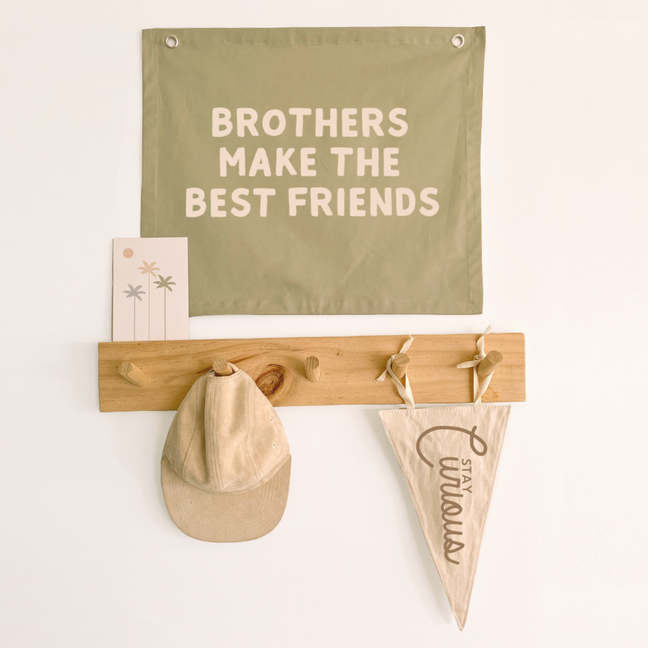 Brothers make the best friends boys wall banner / wall hanging ~ Fern