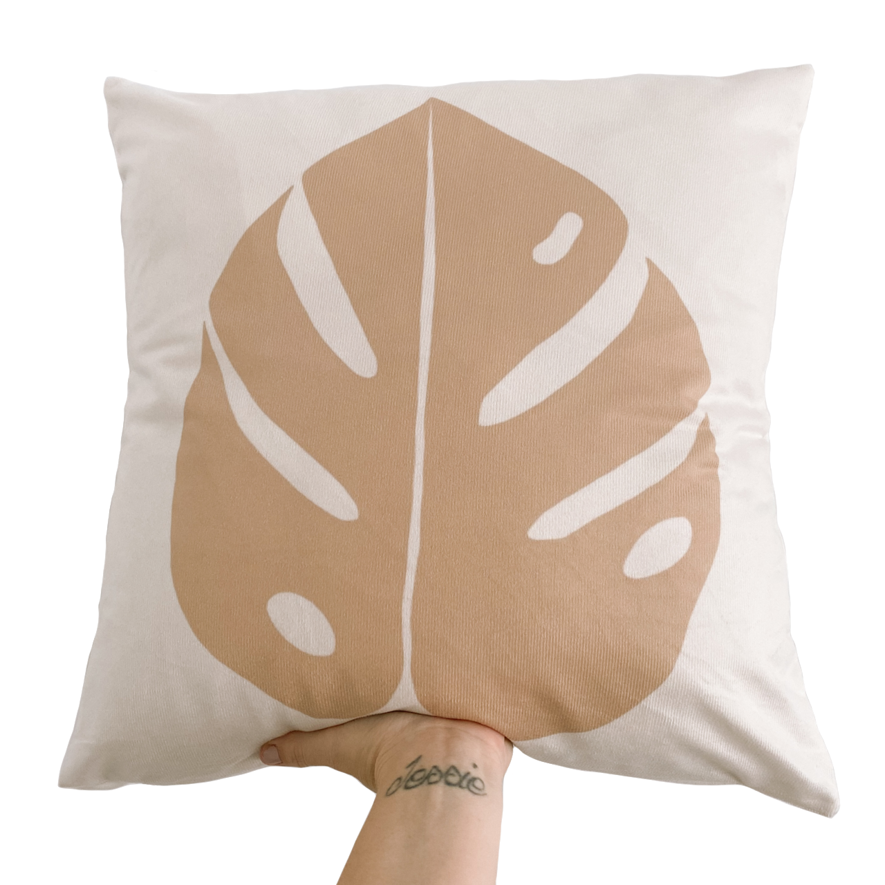 Monstera cushion slip/ cushion cover ~ Sand